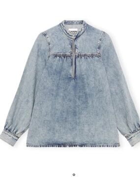 Ganni Shirt - Organic Cotton Denim Blouse | Light Blue